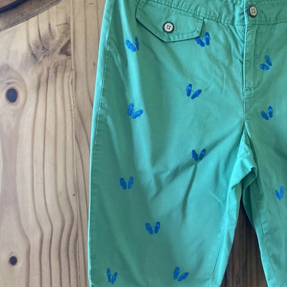 Women's Earth Rocks green with blue embroidered flip flop Bermuda shorts size 9 - Picture 2 of 8